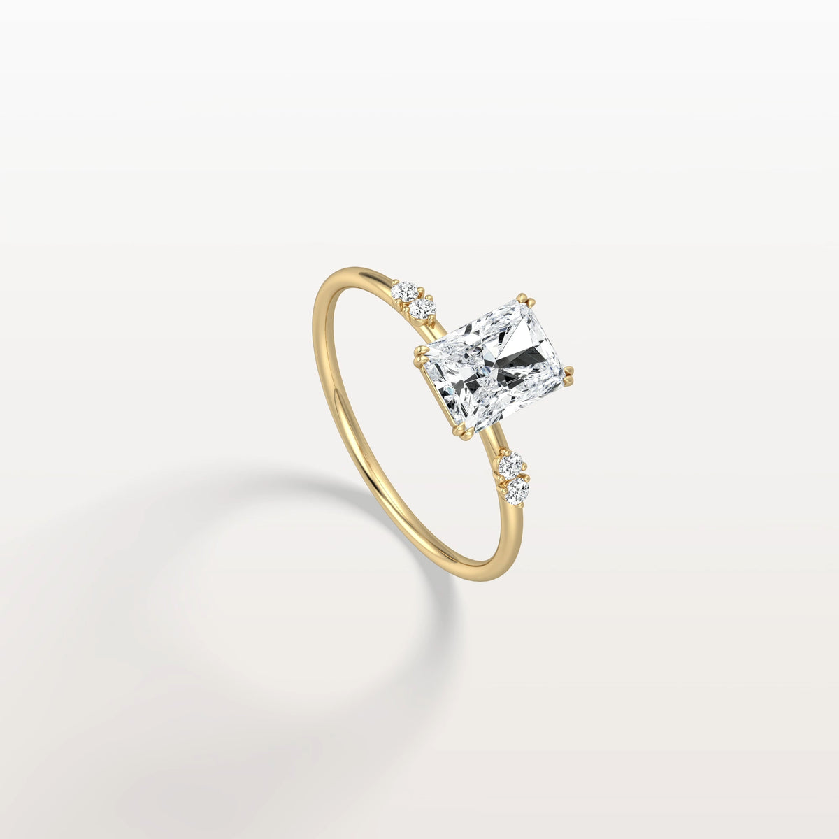1CT Radiant Cut Lab Diamond Engagement Ring in 14K Solid Gold/Platinum - Rings