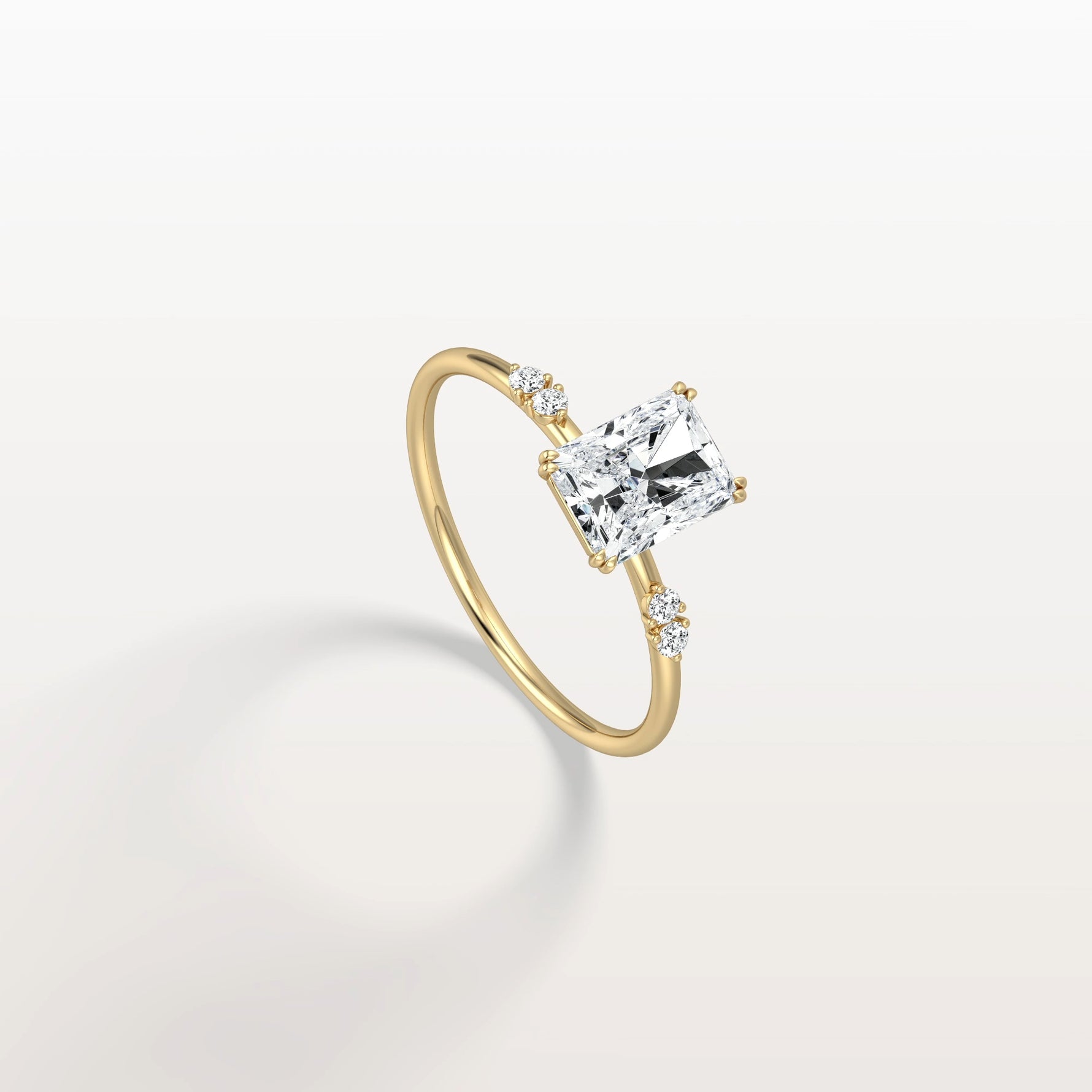 1CT Radiant Cut Lab Diamond Engagement Ring in 14K Solid Gold/Platinum - Rings