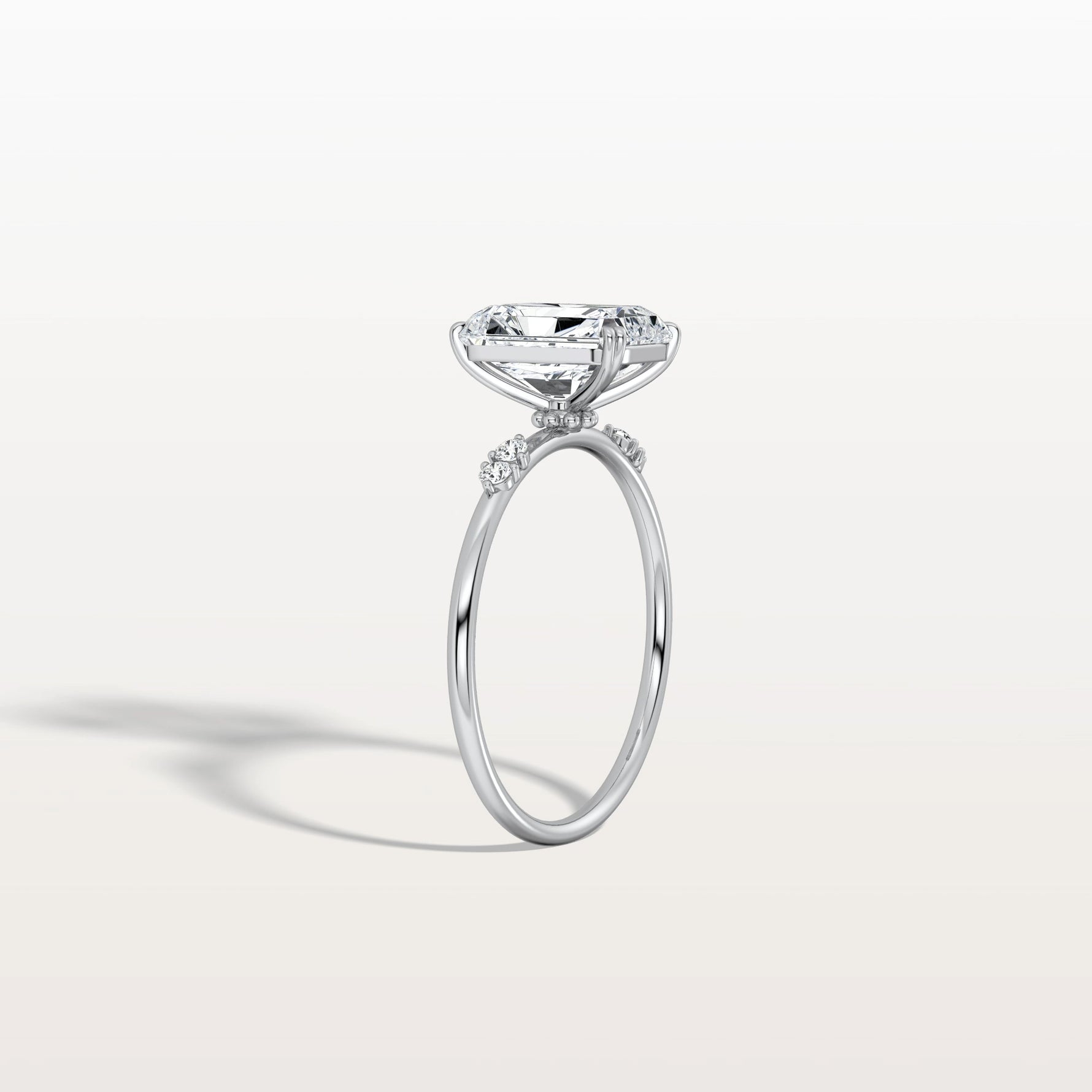 2CT Radiant Cut Lab Diamond Engagement Ring in 14K Solid Gold/Platinum - Rings