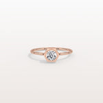 0.3CT Hexagon Bezel Solitaire Round Lab Diamond Ring - Rings