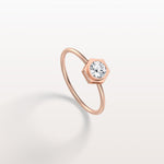 0.3CT Hexagon Bezel Solitaire Round Lab Diamond Ring - Rings