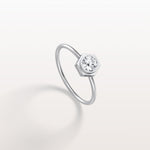 0.3CT Hexagon Bezel Solitaire Round Lab Diamond Ring - Rings