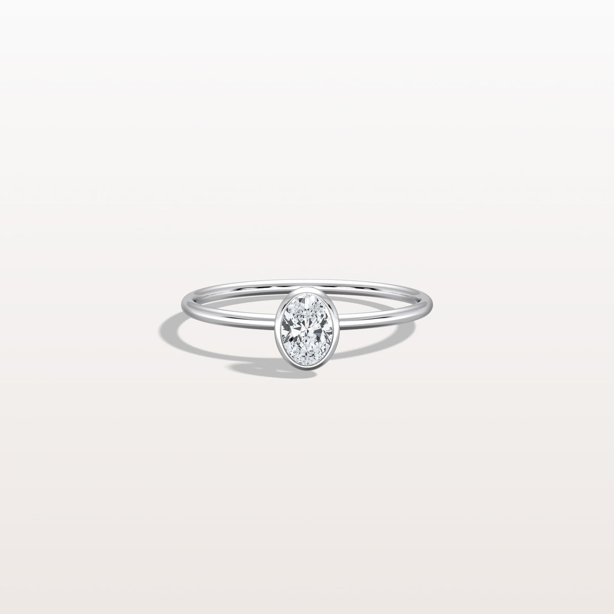 Minimalist Lab Diamond Bezel Solitaire Ring In 14K Solid Gold/Platinum - Rings