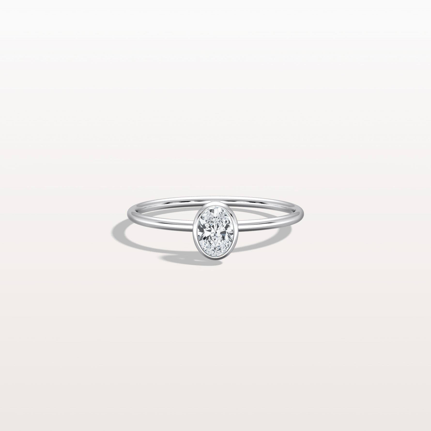 Minimalist Lab Diamond Bezel Solitaire Ring In 14K Solid Gold/Platinum - Rings