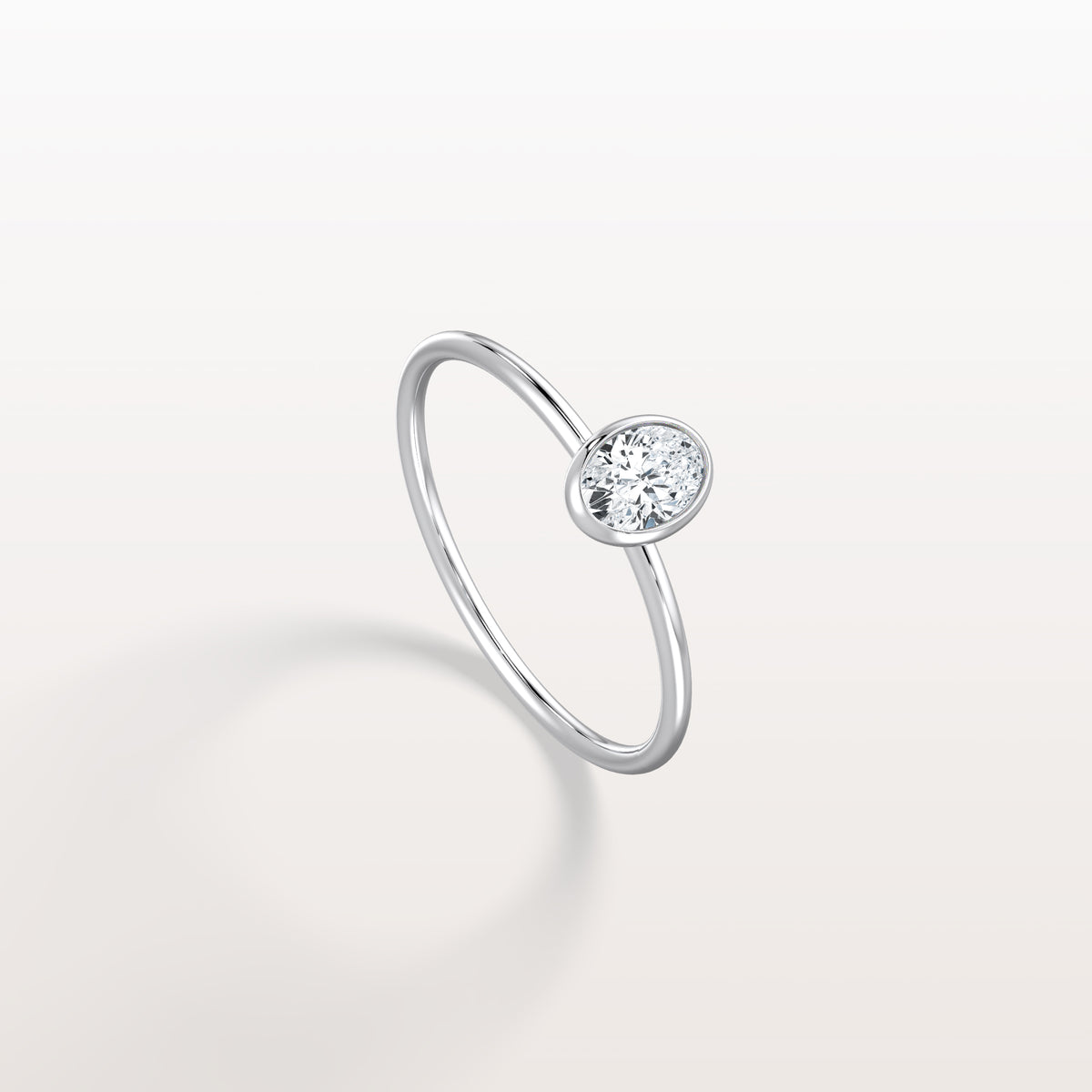 Minimalist Lab Diamond Bezel Solitaire Ring In 14K Solid Gold/Platinum - Rings