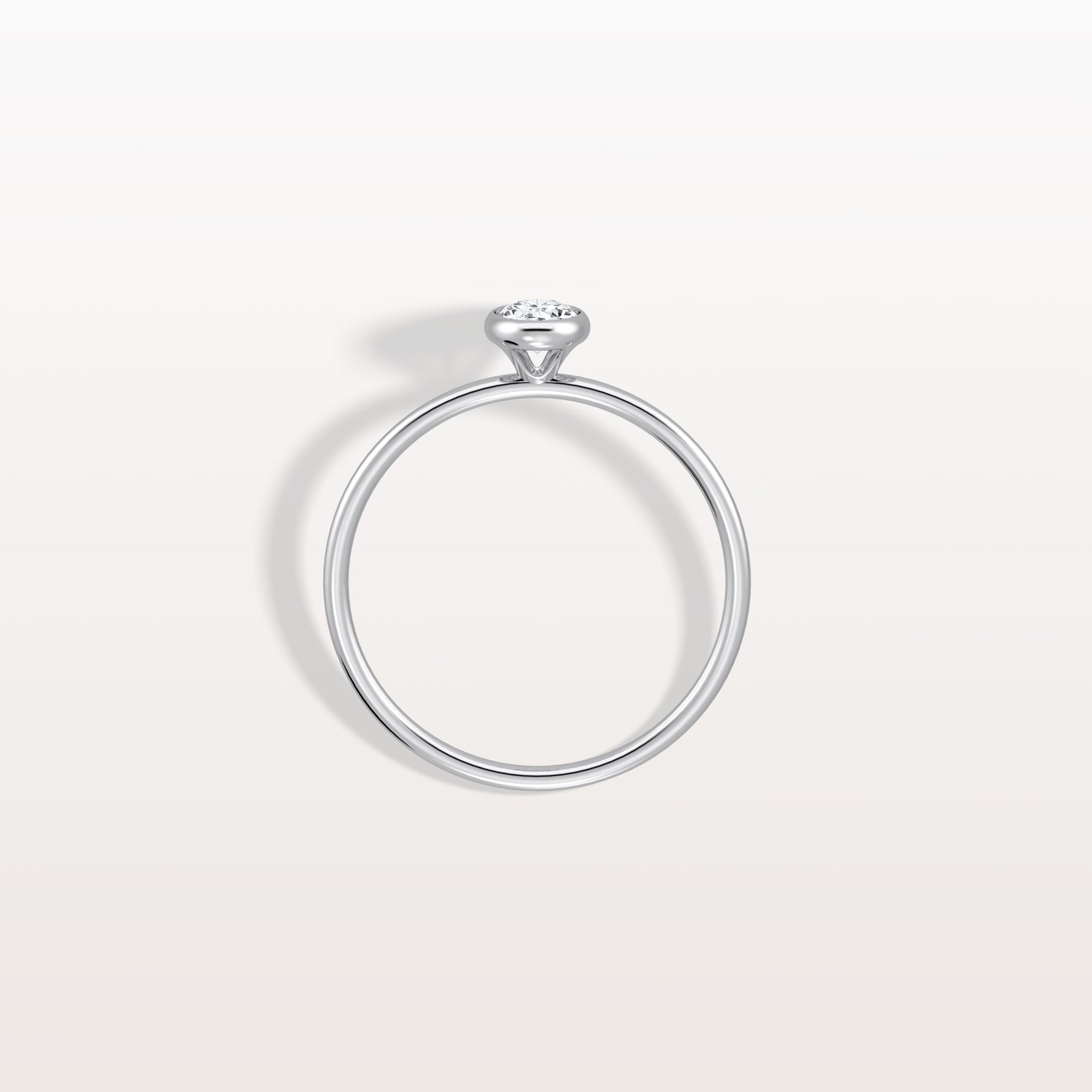 Minimalist Lab Diamond Bezel Solitaire Ring In 14K Solid Gold/Platinum - Rings