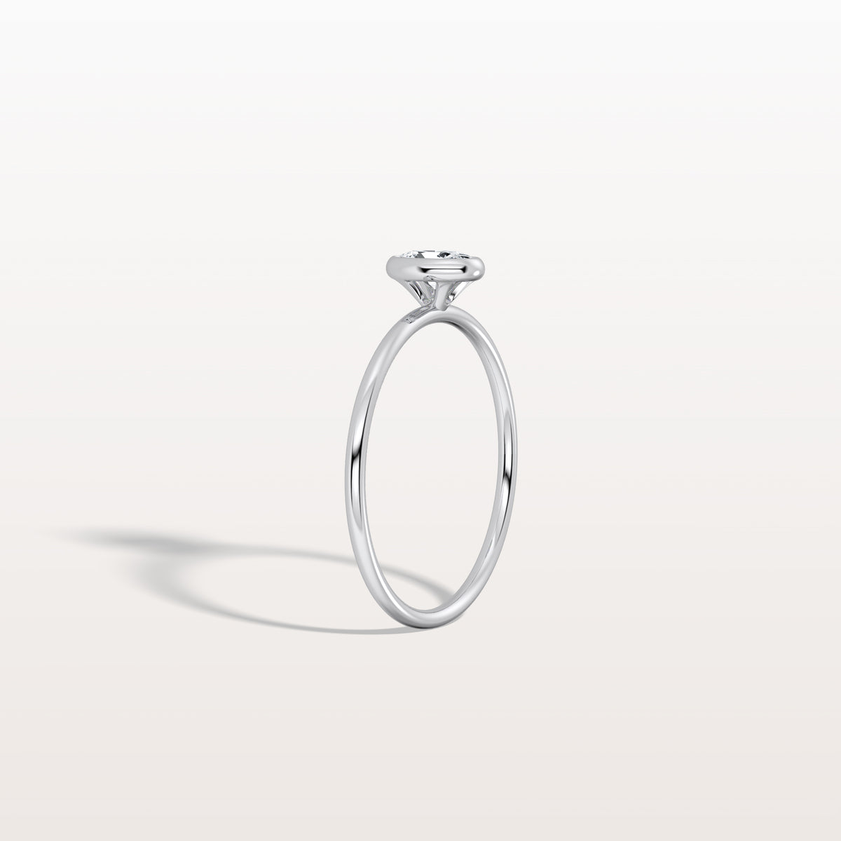 Minimalist Lab Diamond Bezel Solitaire Ring In 14K Solid Gold/Platinum - Rings