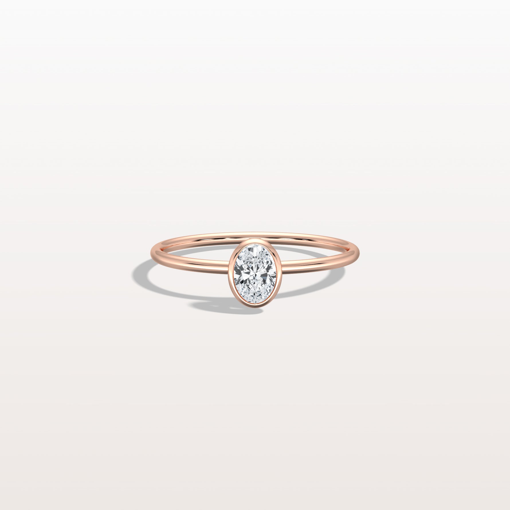 Minimalist Lab Diamond Bezel Solitaire Ring In 14K Solid Gold/Platinum - Rings