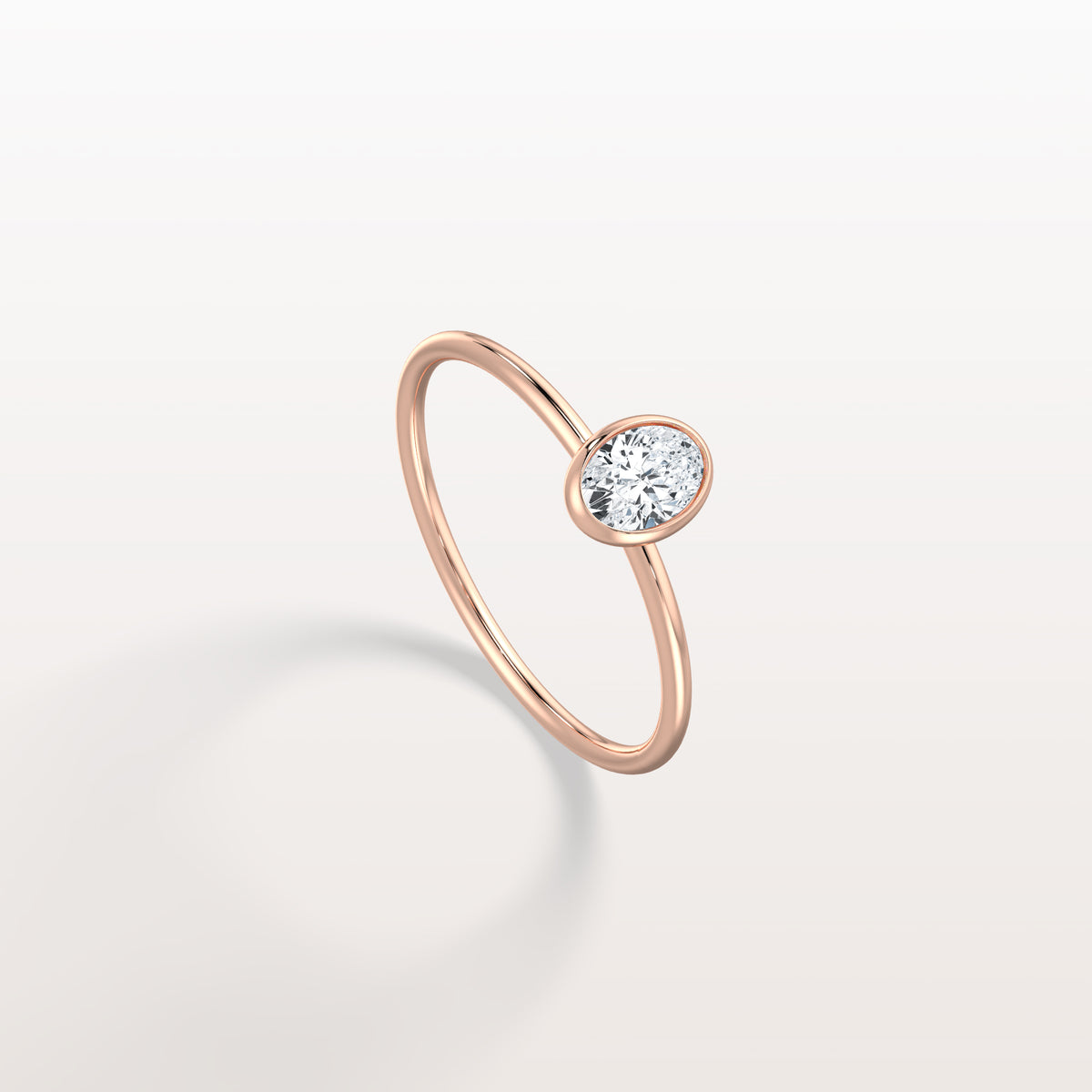 Minimalist Lab Diamond Bezel Solitaire Ring In 14K Solid Gold/Platinum - Rings
