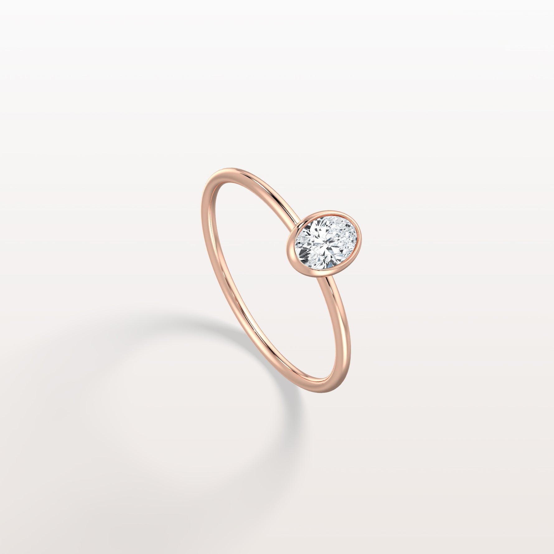 Minimalist Lab Diamond Bezel Solitaire Ring In 14K Solid Gold/Platinum - Rings
