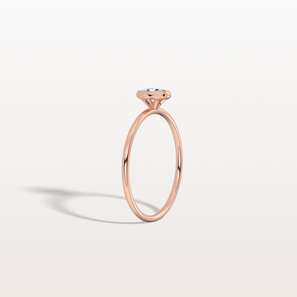 Minimalist Lab Diamond Bezel Solitaire Ring In 14K Solid Gold/Platinum - Rings