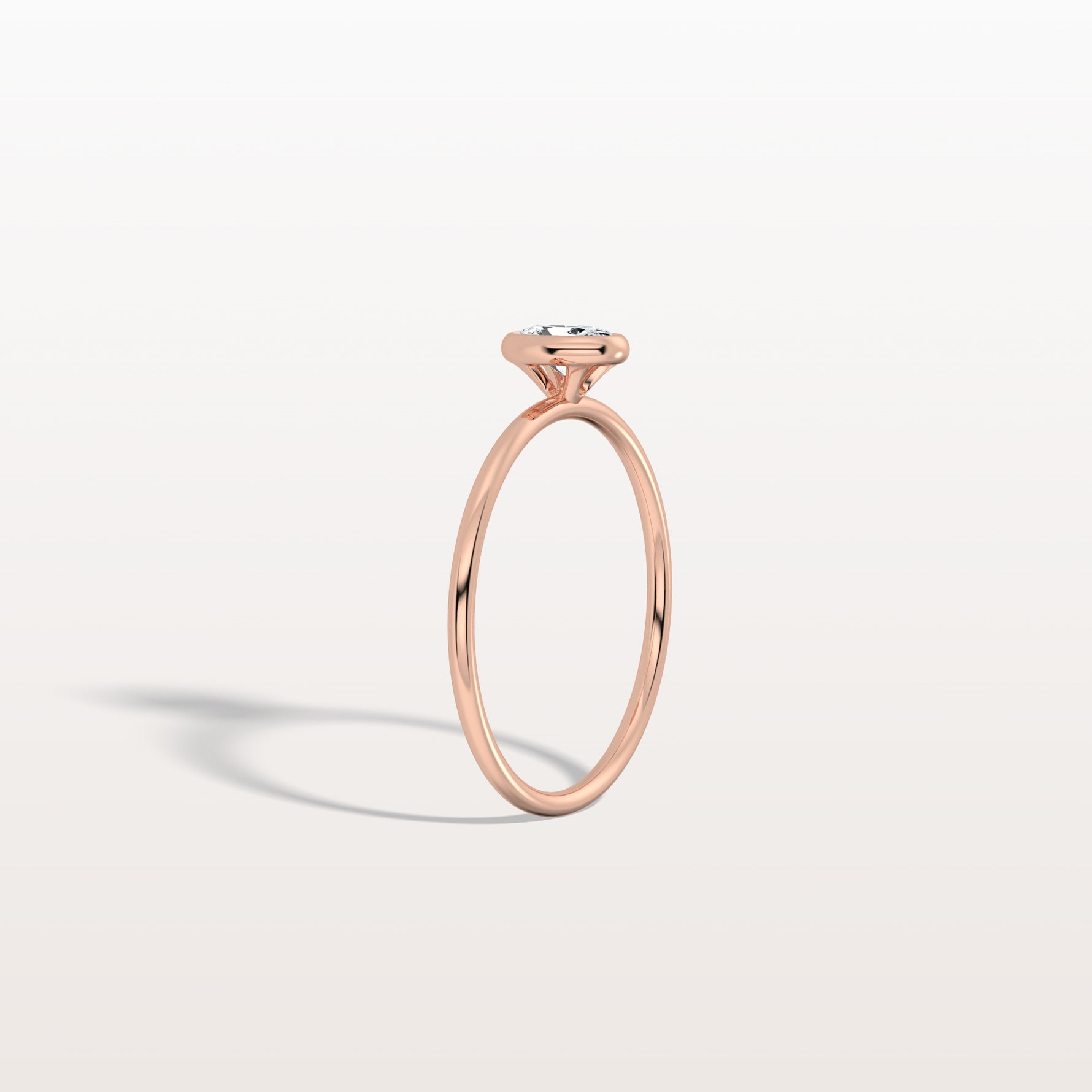Minimalist Lab Diamond Bezel Solitaire Ring In 14K Solid Gold/Platinum - Rings
