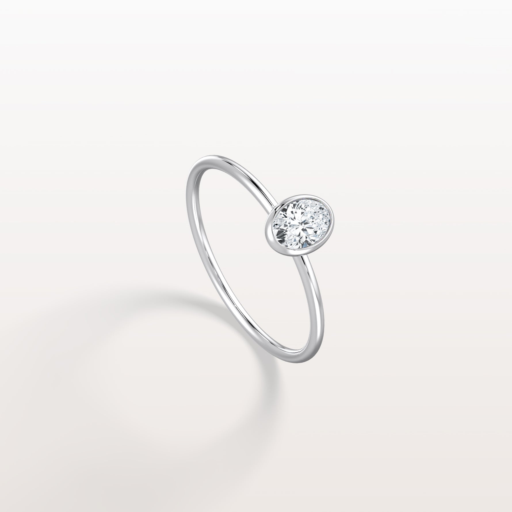Minimalist Lab Diamond Bezel Solitaire Ring In 14K Solid Gold/Platinum - Rings