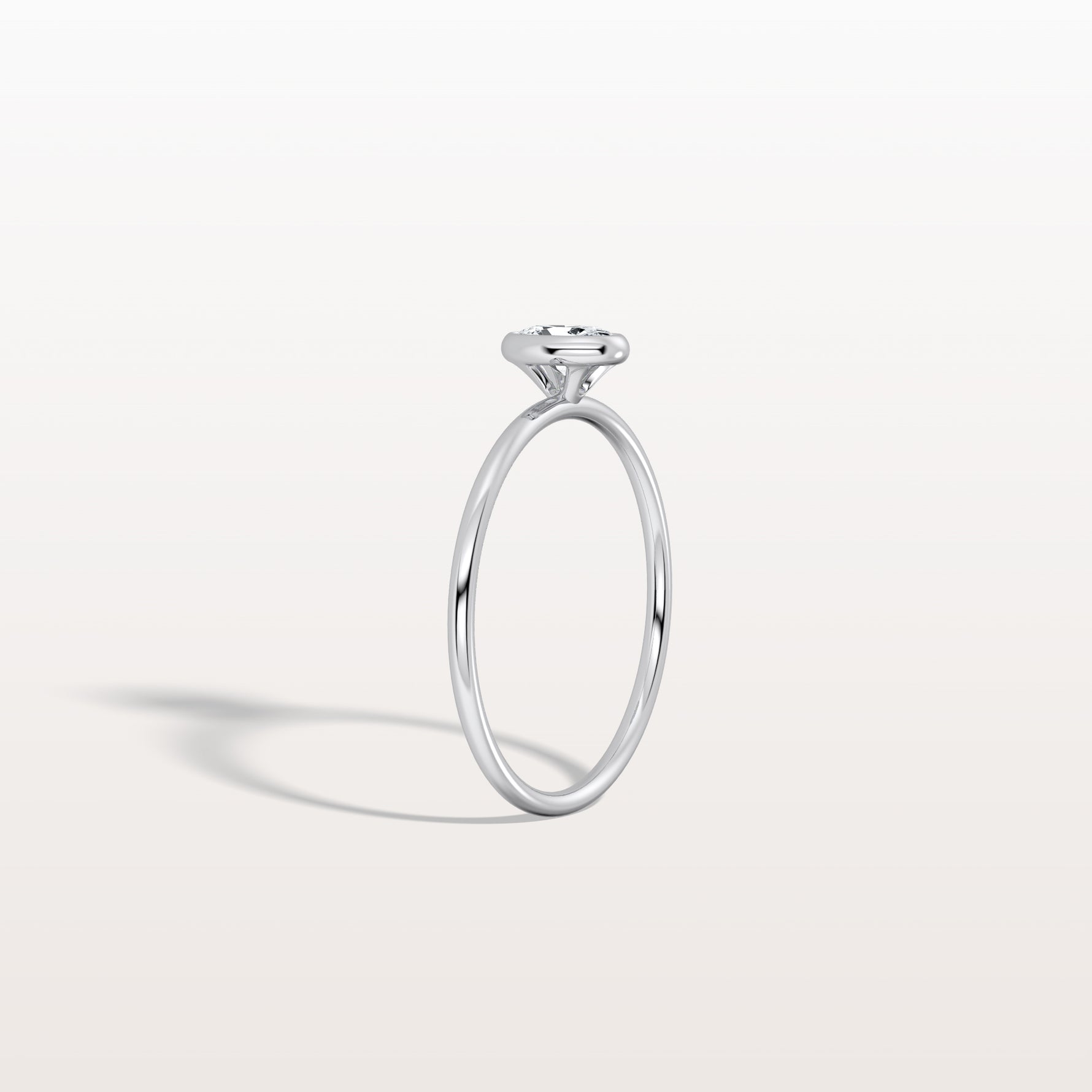 Minimalist Lab Diamond Bezel Solitaire Ring In 14K Solid Gold/Platinum - Rings