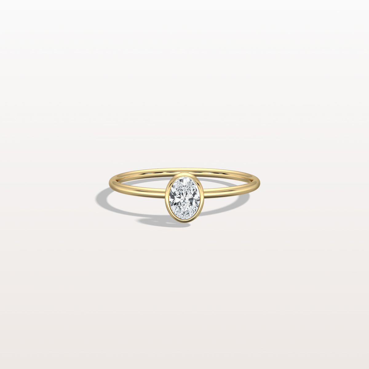 Minimalist Lab Diamond Bezel Solitaire Ring In 14K Solid Gold/Platinum - Rings