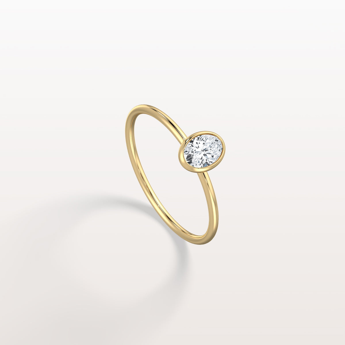 Minimalist Lab Diamond Bezel Solitaire Ring In 14K Solid Gold/Platinum - Rings