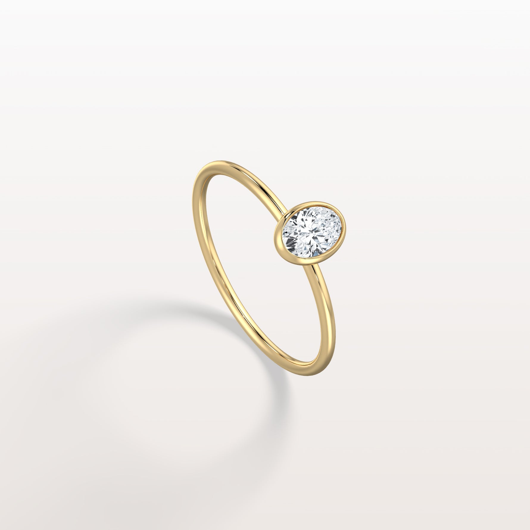 Minimalist Lab Diamond Bezel Solitaire Ring In 14K Solid Gold/Platinum - Rings