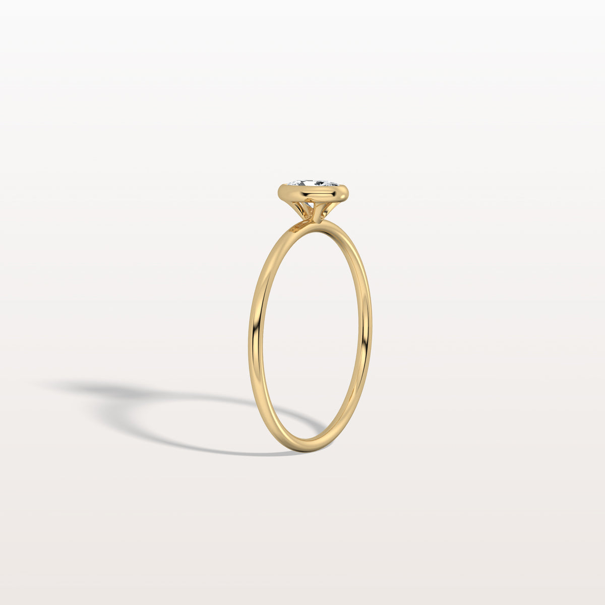Minimalist Lab Diamond Bezel Solitaire Ring In 14K Solid Gold/Platinum - Rings