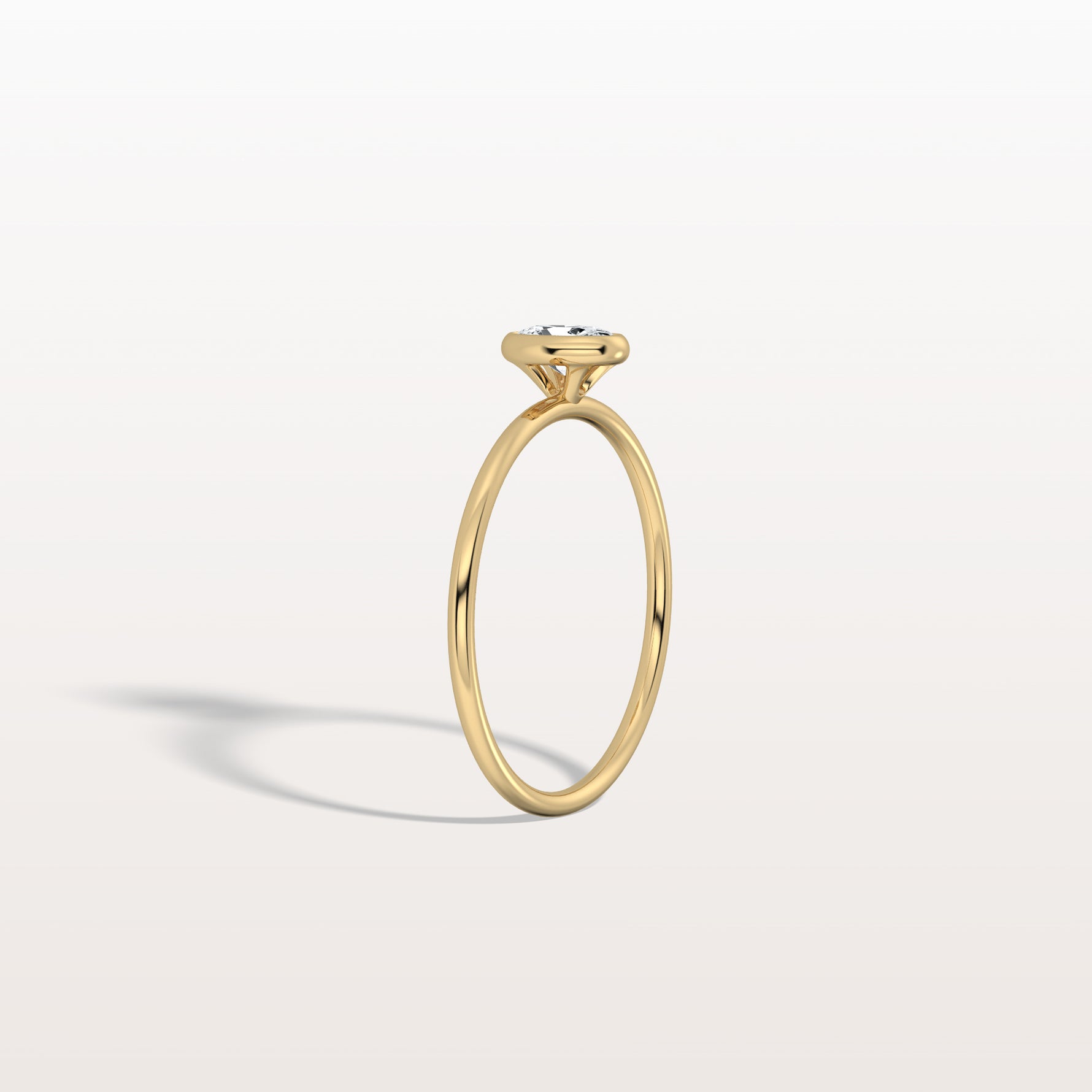 Minimalist Lab Diamond Bezel Solitaire Ring In 14K Solid Gold/Platinum - Rings