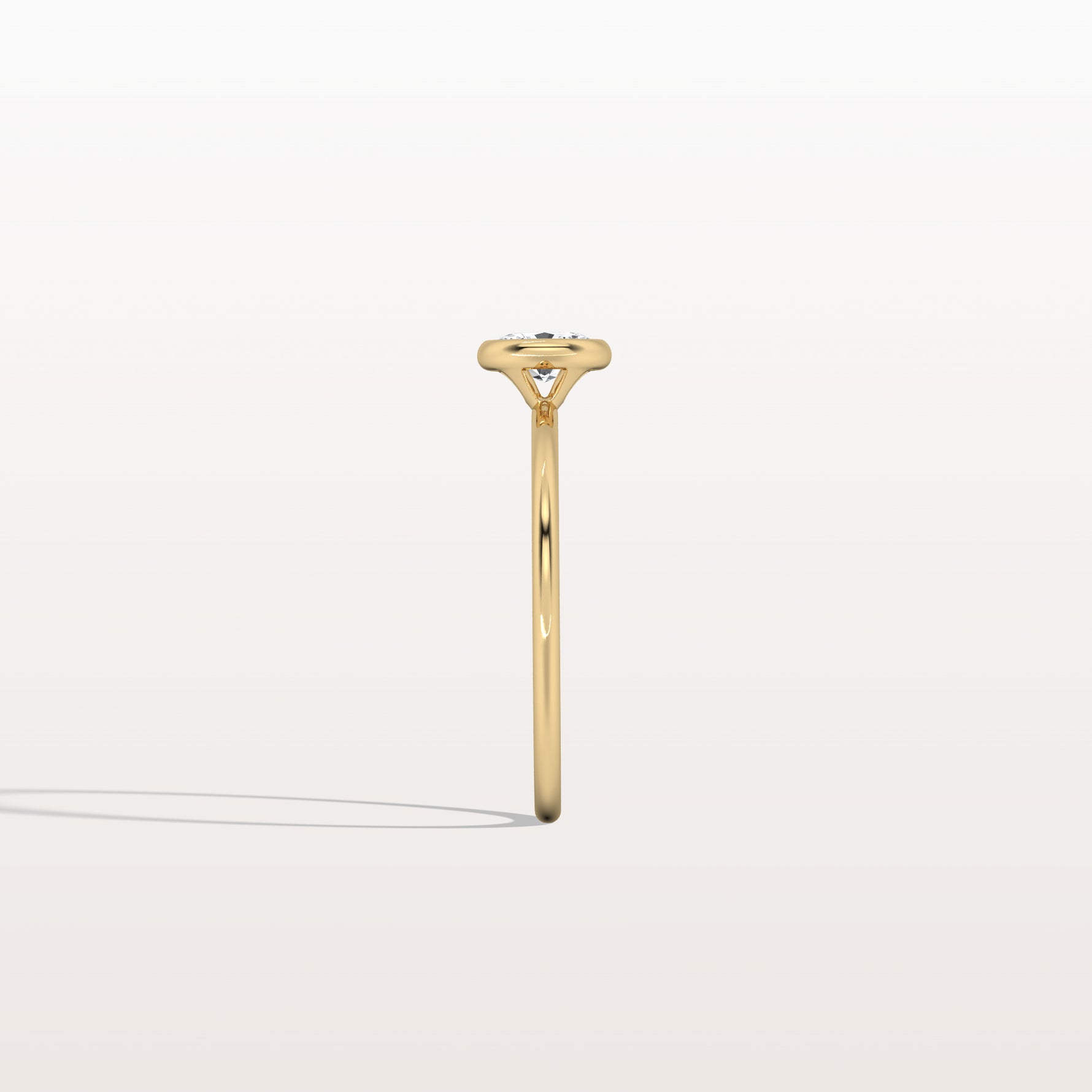 Minimalist Lab Diamond Bezel Solitaire Ring In 14K Solid Gold/Platinum - Rings