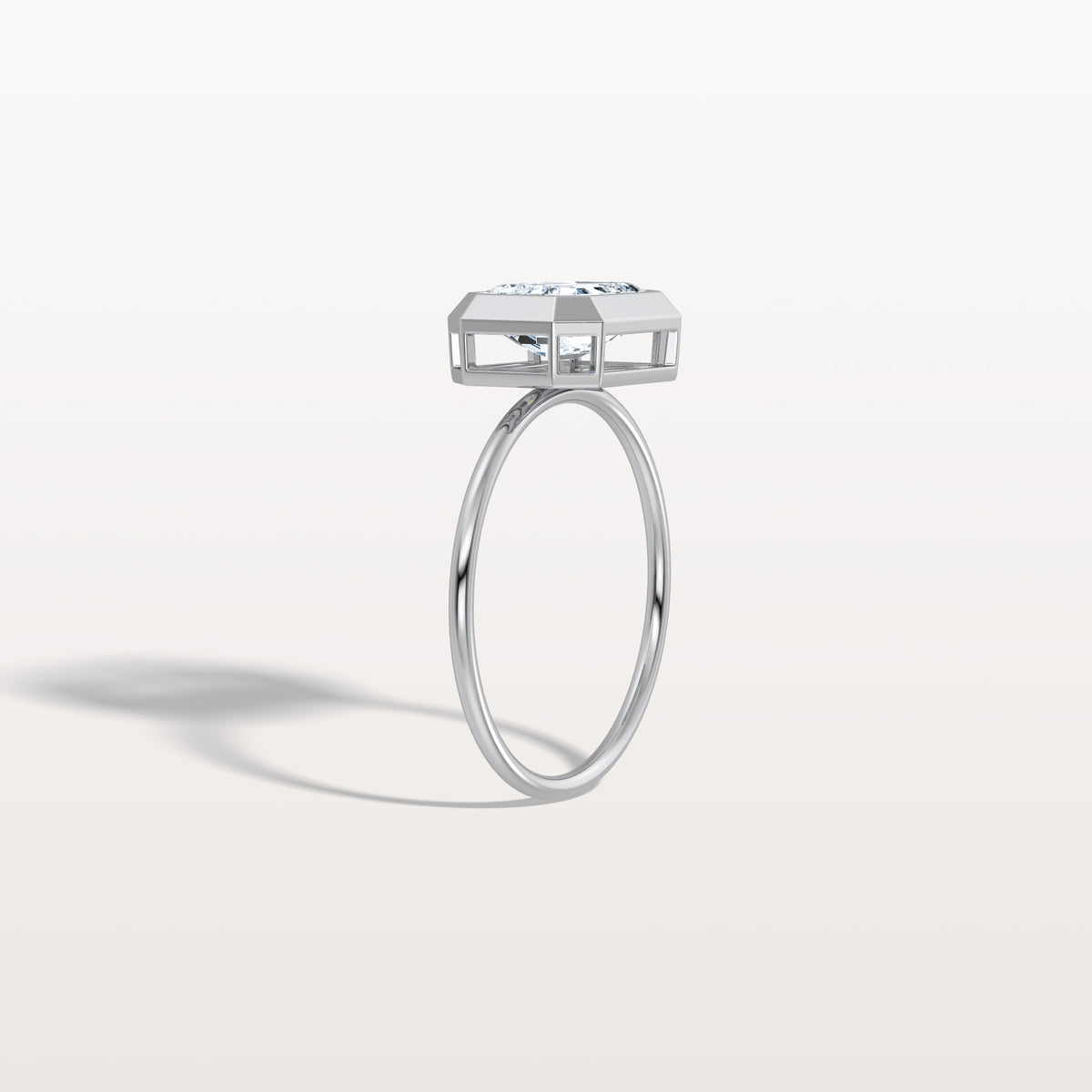 2CT Solitaire Bezel Set Lab Diamond Engagement Ring In 14K Solid Gold/Platinum - Rings