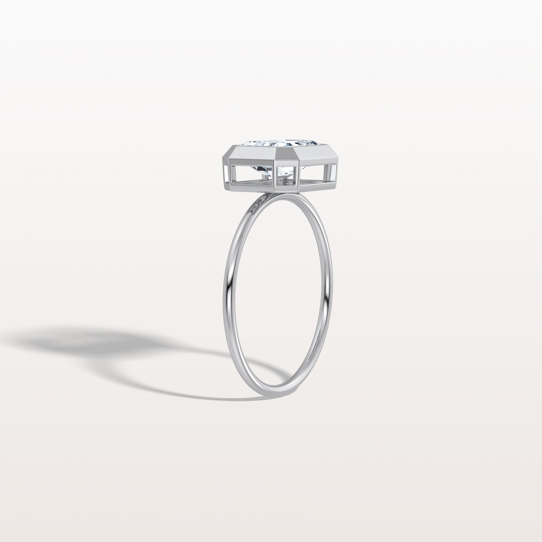 2CT Solitaire Bezel Set Lab Diamond Engagement Ring In 14K Solid Gold/Platinum - Rings