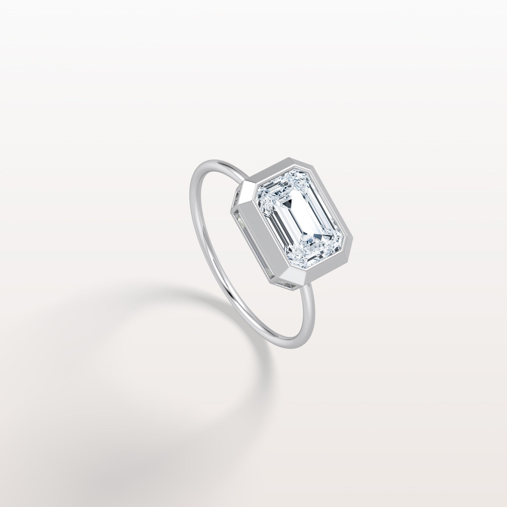 2CT Solitaire Bezel Set Lab Diamond Engagement Ring In 14K Solid Gold/Platinum - Rings