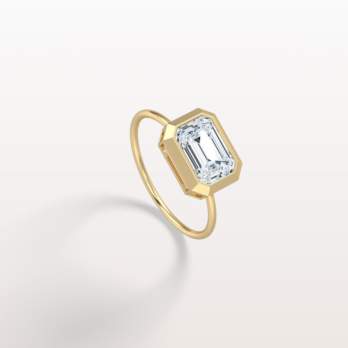2CT Solitaire Bezel Set Lab Diamond Engagement Ring In 14K Solid Gold/Platinum - Rings