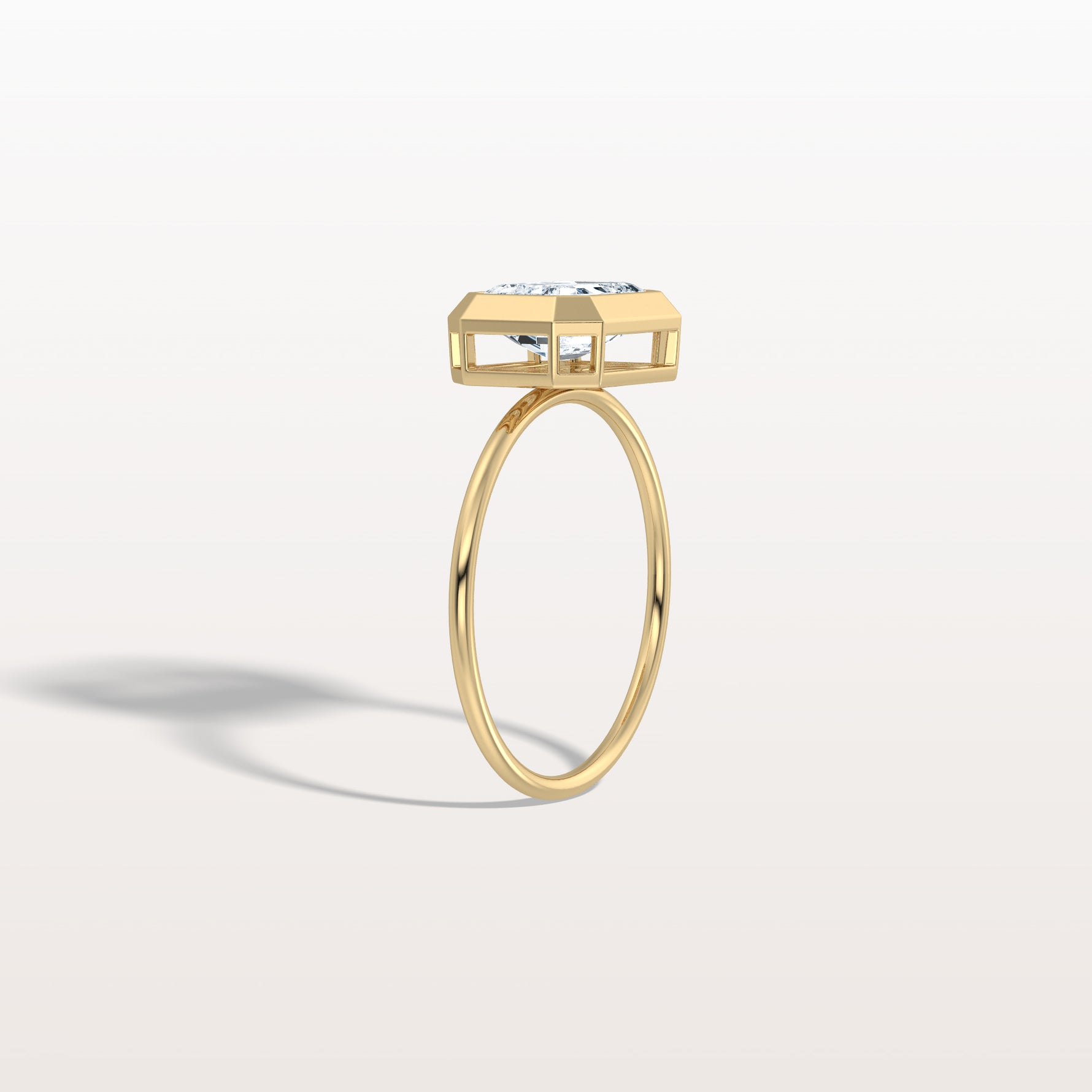 2CT Solitaire Bezel Set Lab Diamond Engagement Ring In 14K Solid Gold/Platinum - Rings