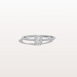 Beaded Emerald Cut Lab Diamond Ring In 14K Solid Gold/Platinum - Rings