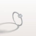 Beaded Emerald Cut Lab Diamond Ring In 14K Solid Gold/Platinum - Rings