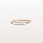 Beaded Emerald Cut Lab Diamond Ring In 14K Solid Gold/Platinum - Rings