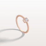 Beaded Emerald Cut Lab Diamond Ring In 14K Solid Gold/Platinum - Rings