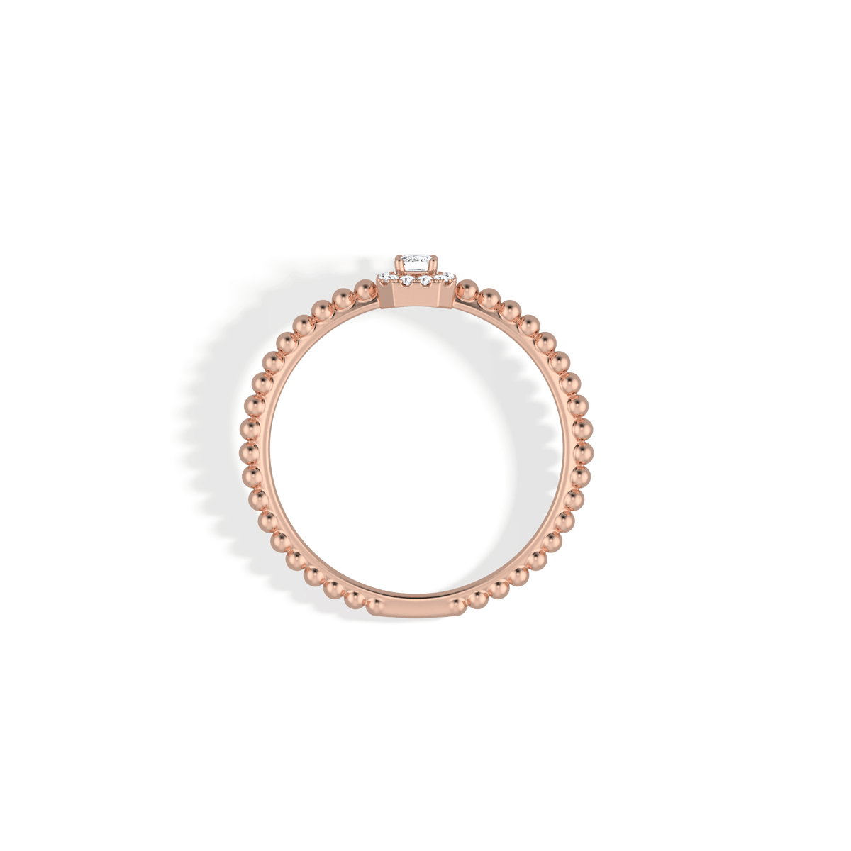 Beaded Emerald Cut Lab Diamond Ring In 14K Solid Gold/Platinum - Rings