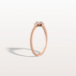 Beaded Emerald Cut Lab Diamond Ring In 14K Solid Gold/Platinum - Rings
