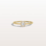 Beaded Emerald Cut Lab Diamond Ring In 14K Solid Gold/Platinum - Rings