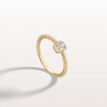 Beaded Emerald Cut Lab Diamond Ring In 14K Solid Gold/Platinum - Rings
