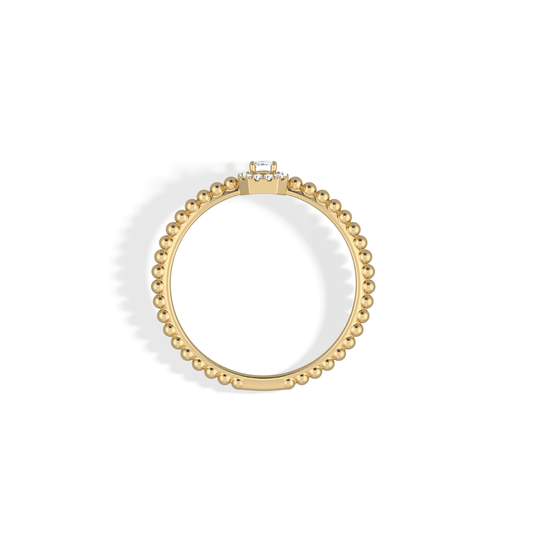 Beaded Emerald Cut Lab Diamond Ring In 14K Solid Gold/Platinum - Rings