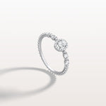 Beaded Oval Cut Lab Diamond Ring In 14K Solid Gold/Platinum - Rings