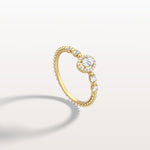Beaded Oval Cut Lab Diamond Ring In 14K Solid Gold/Platinum - Rings