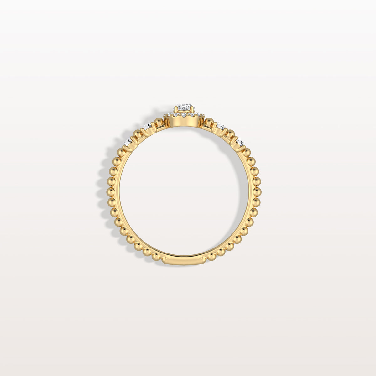 Beaded Oval Cut Lab Diamond Ring In 14K Solid Gold/Platinum - Rings