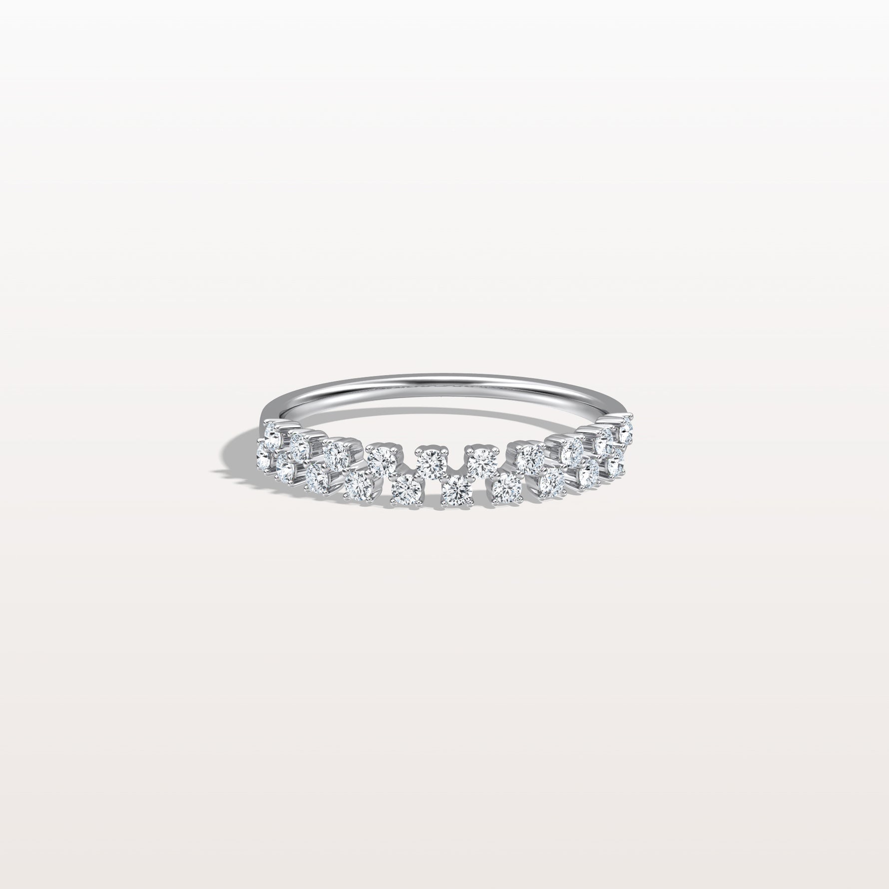 Round Cut Lab Diamond Half Eternity Band In 14K Solid Gold/Platinum - Rings