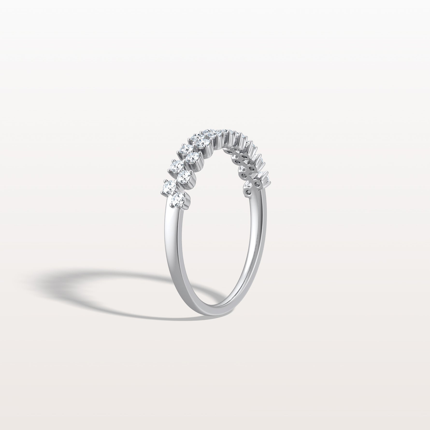 Round Cut Lab Diamond Half Eternity Band In 14K Solid Gold/Platinum - Rings