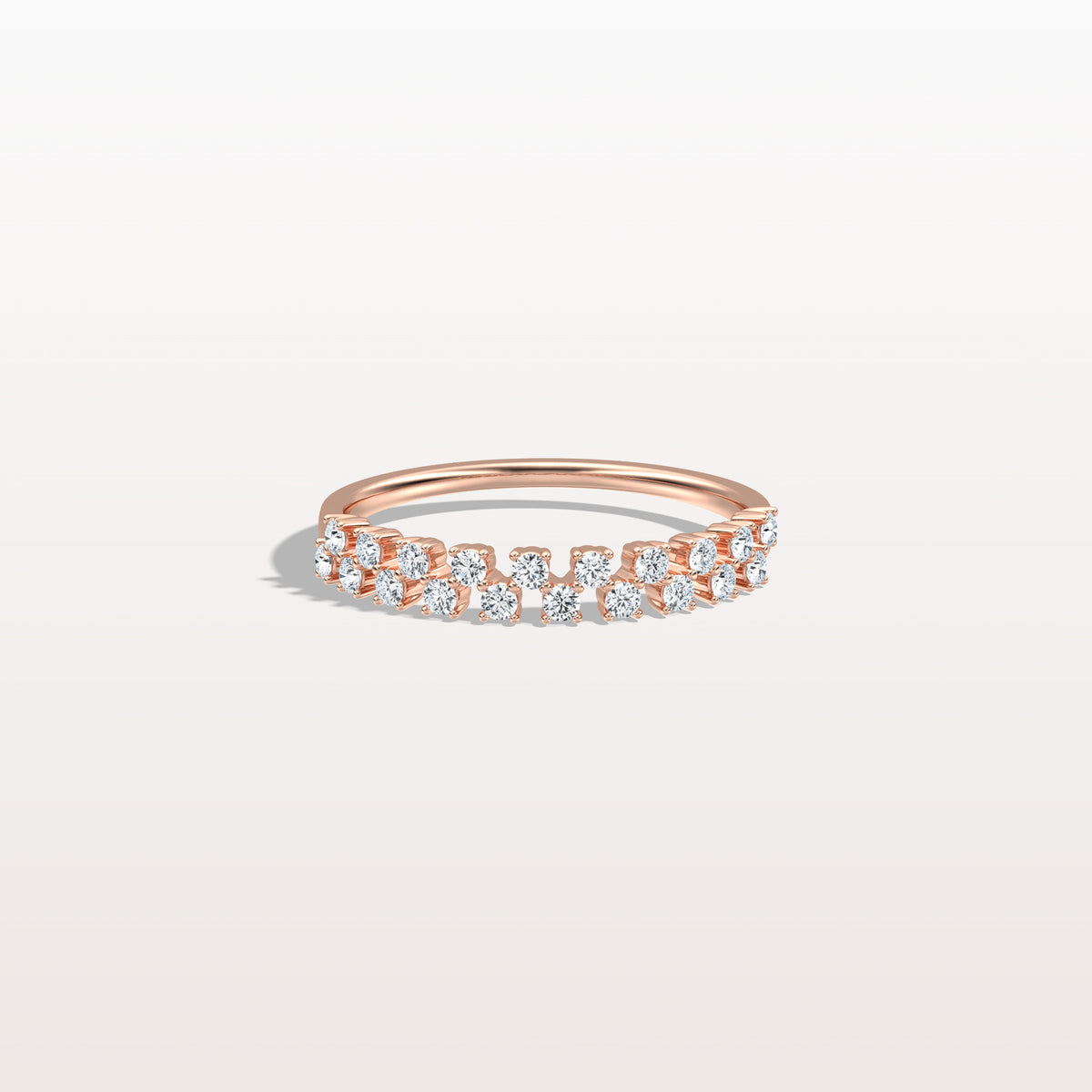 Round Cut Lab Diamond Half Eternity Band In 14K Solid Gold/Platinum - Rings
