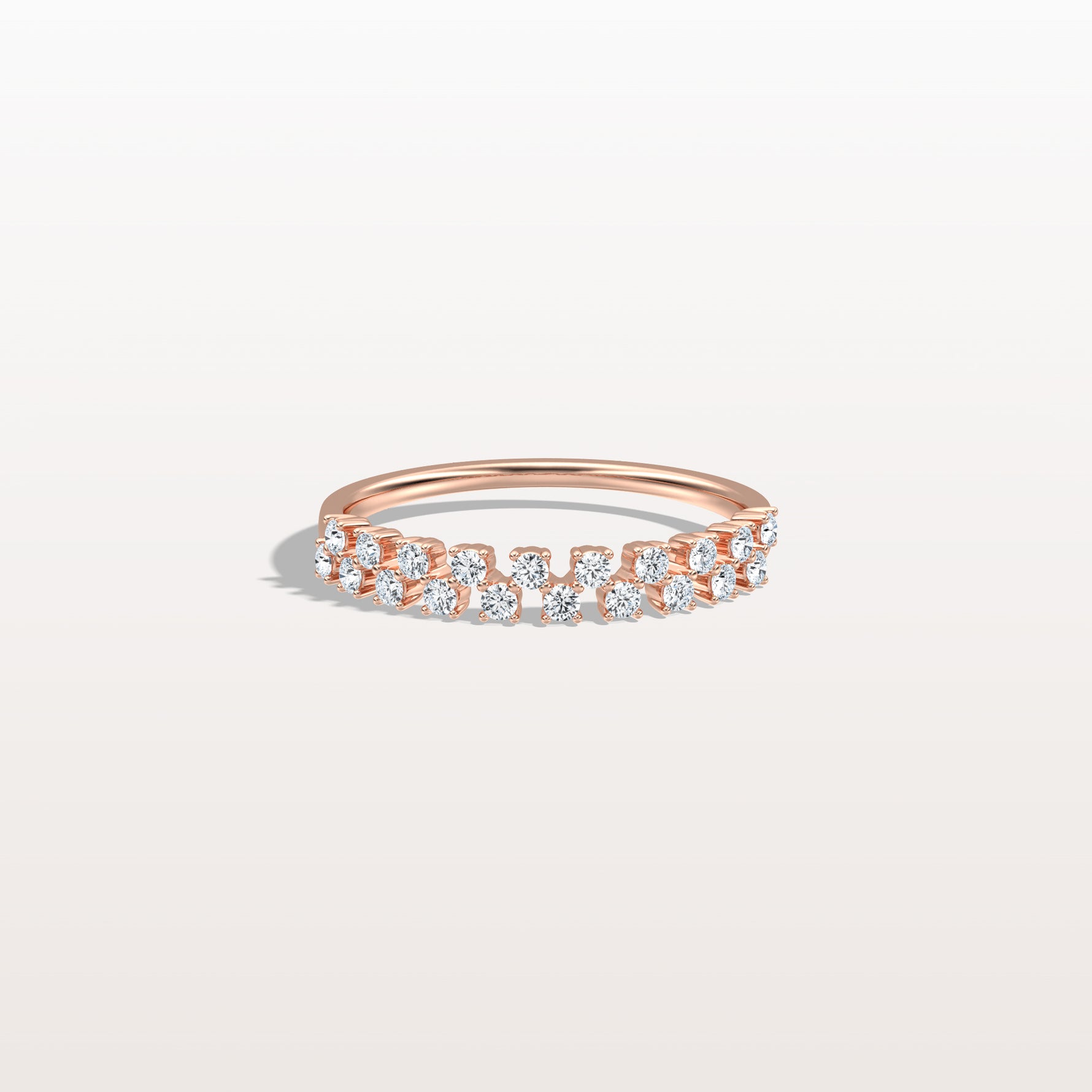 Round Cut Lab Diamond Half Eternity Band In 14K Solid Gold/Platinum - Rings