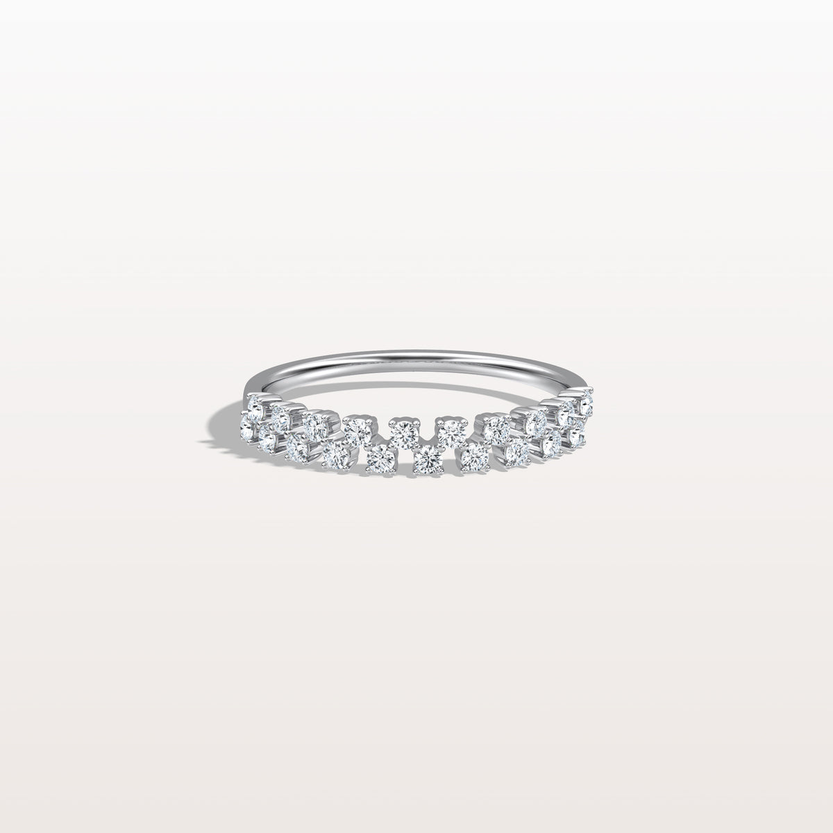 Round Cut Lab Diamond Half Eternity Band In 14K Solid Gold/Platinum - Rings