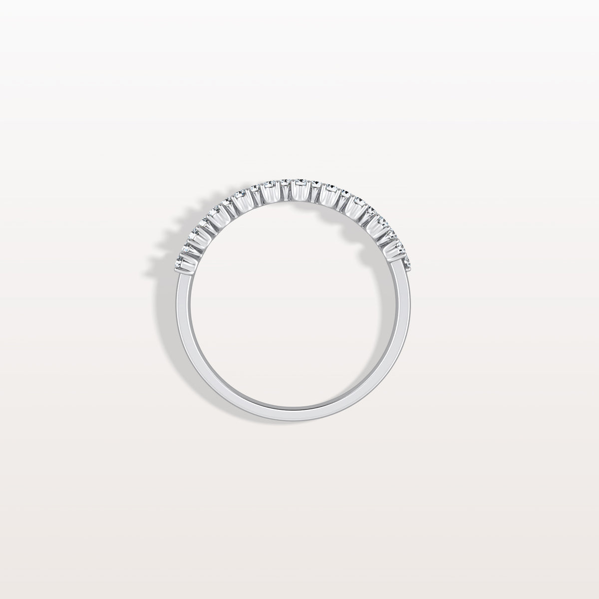 Round Cut Lab Diamond Half Eternity Band In 14K Solid Gold/Platinum - Rings