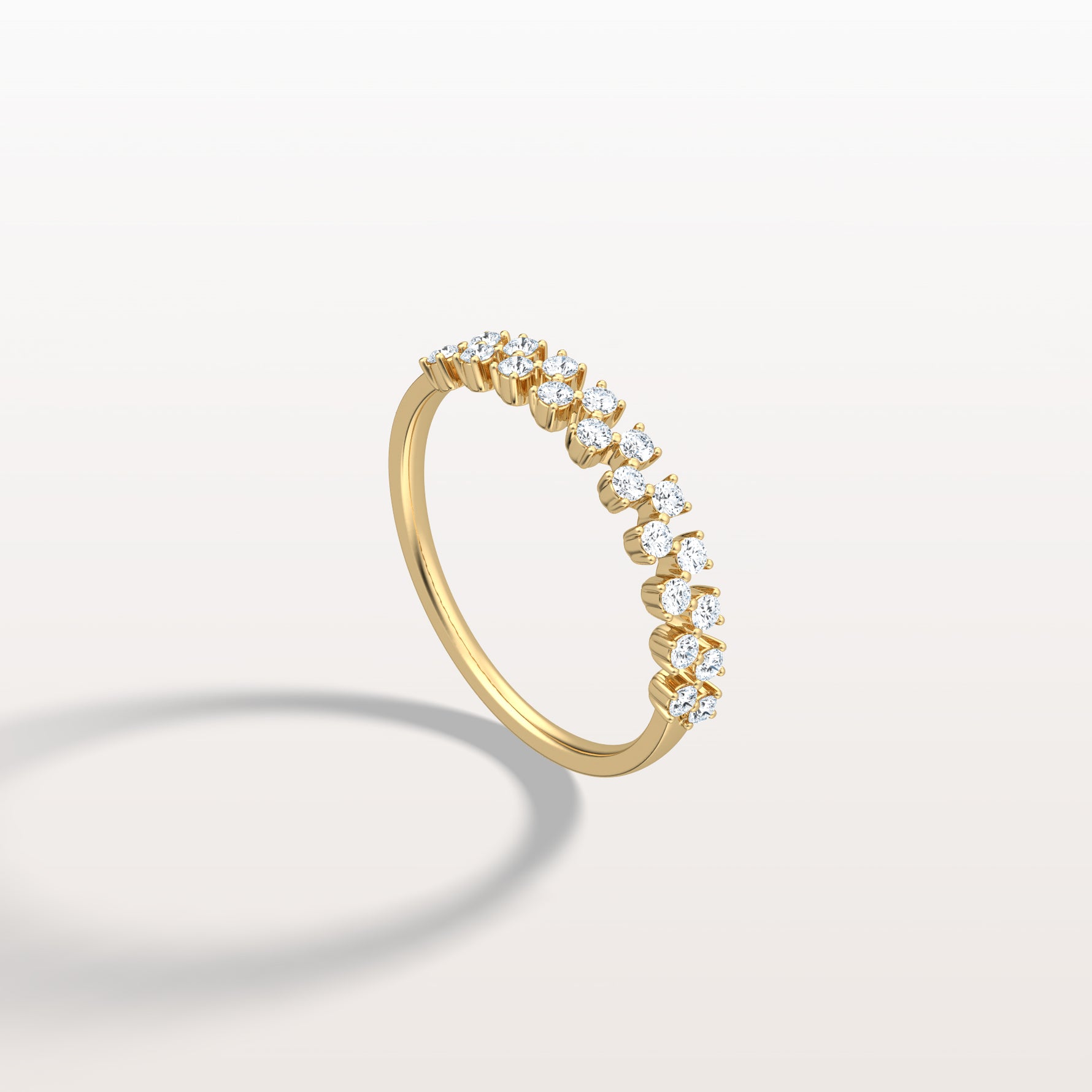 Round Cut Lab Diamond Half Eternity Band In 14K Solid Gold/Platinum - Rings