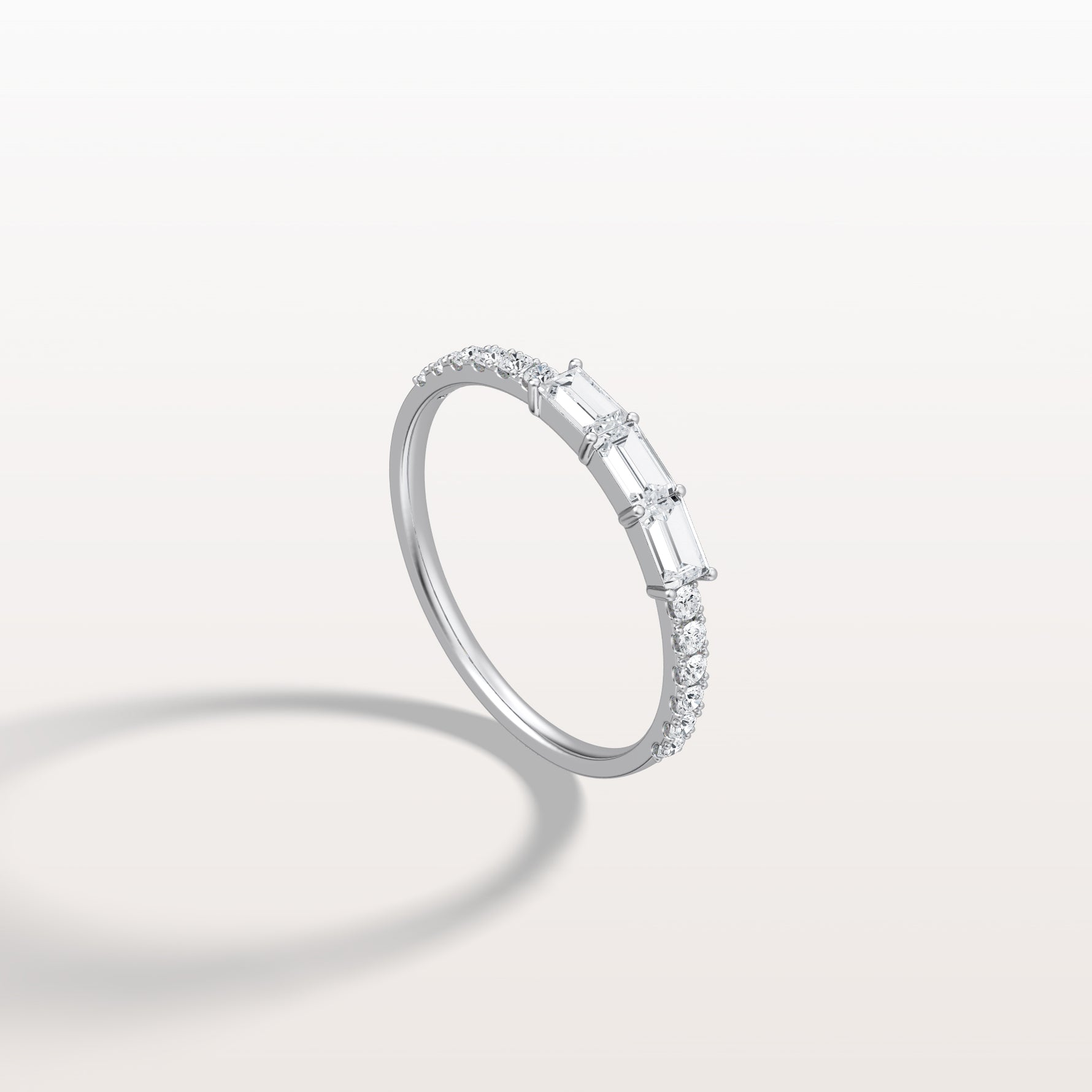 Baguette And Round Lab Diamond Half Eternity Band - Rings