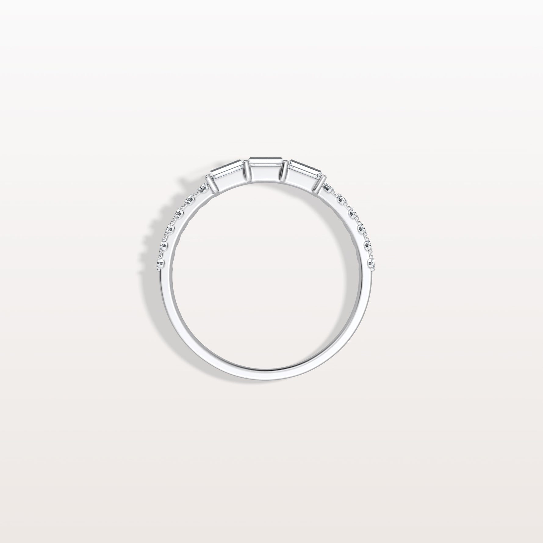 Baguette And Round Lab Diamond Half Eternity Band - Rings